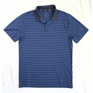 Nike Dri-Fit Polo Shirt Mens S Blue Black Striped Golf Performance Athletic